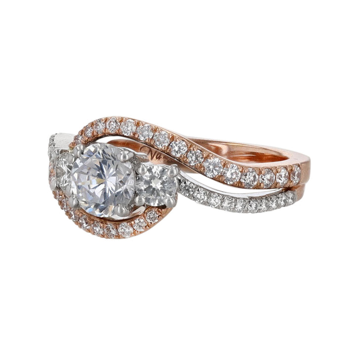 14K Two Tone Gold Double Twist Diamond Ring