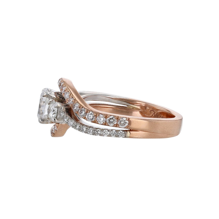 14K Two Tone Gold Double Twist Diamond Ring