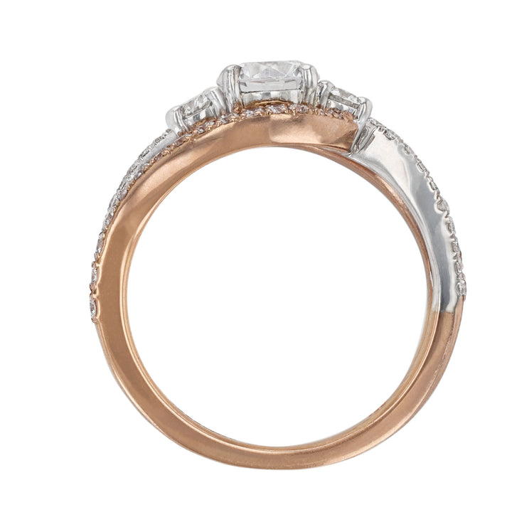 14K Two Tone Gold Double Twist Diamond Ring