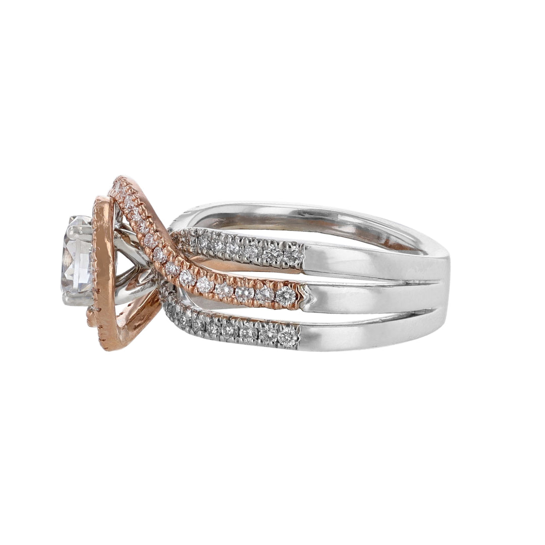 14K Two Tone Gold Round Twist Diamond Ring