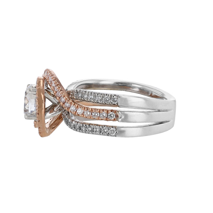 14K Two Tone Gold Round Twist Diamond Ring