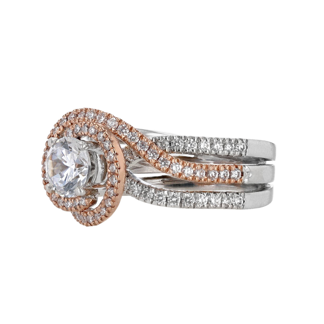 14K Two Tone Gold Round Twist Diamond Ring