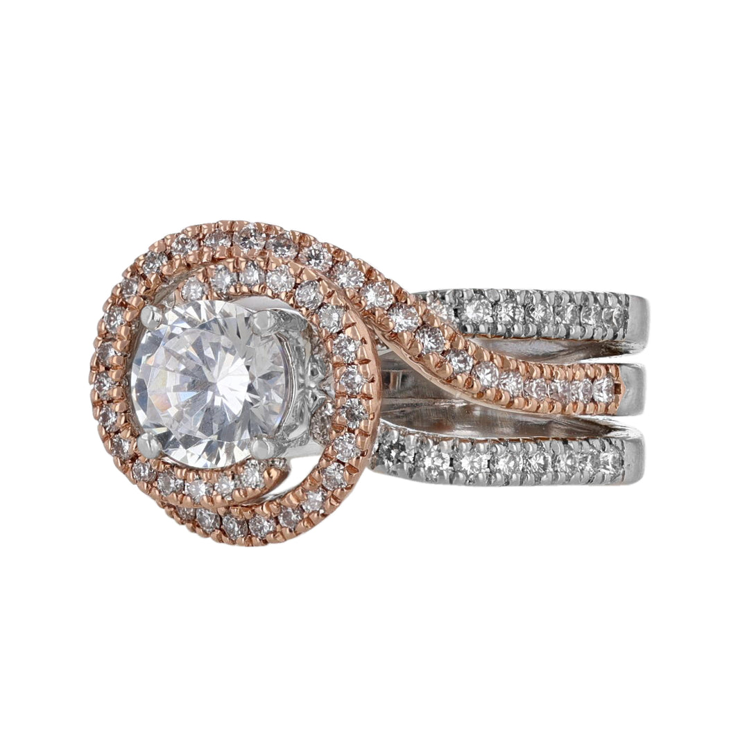 14K Two Tone Gold Round Twist Diamond Ring