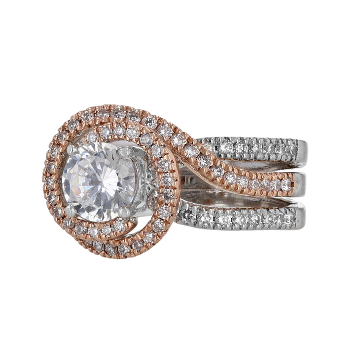 14K Two Tone Gold Round Twist Diamond Ring
