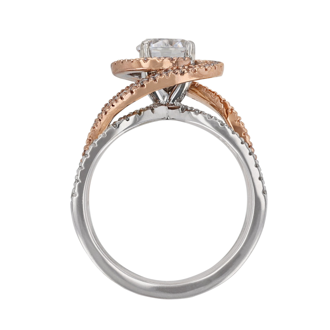 14K Two Tone Gold Round Twist Diamond Ring
