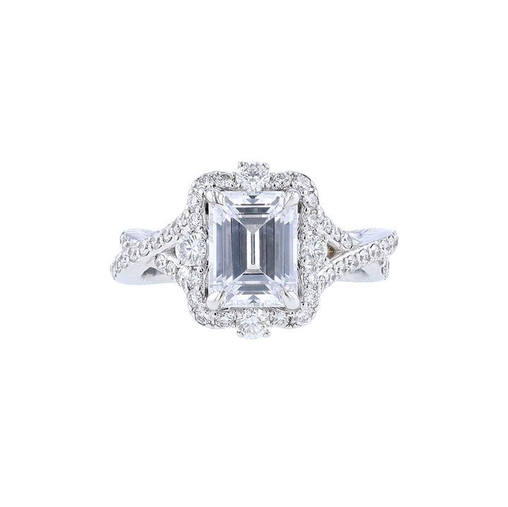 14K White Rose Gold Diamond Twisted Vine Engagement Ring