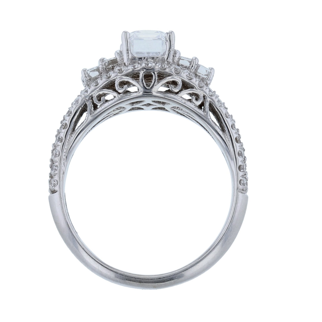 18K White Gold Four Baguette Diamond Ring