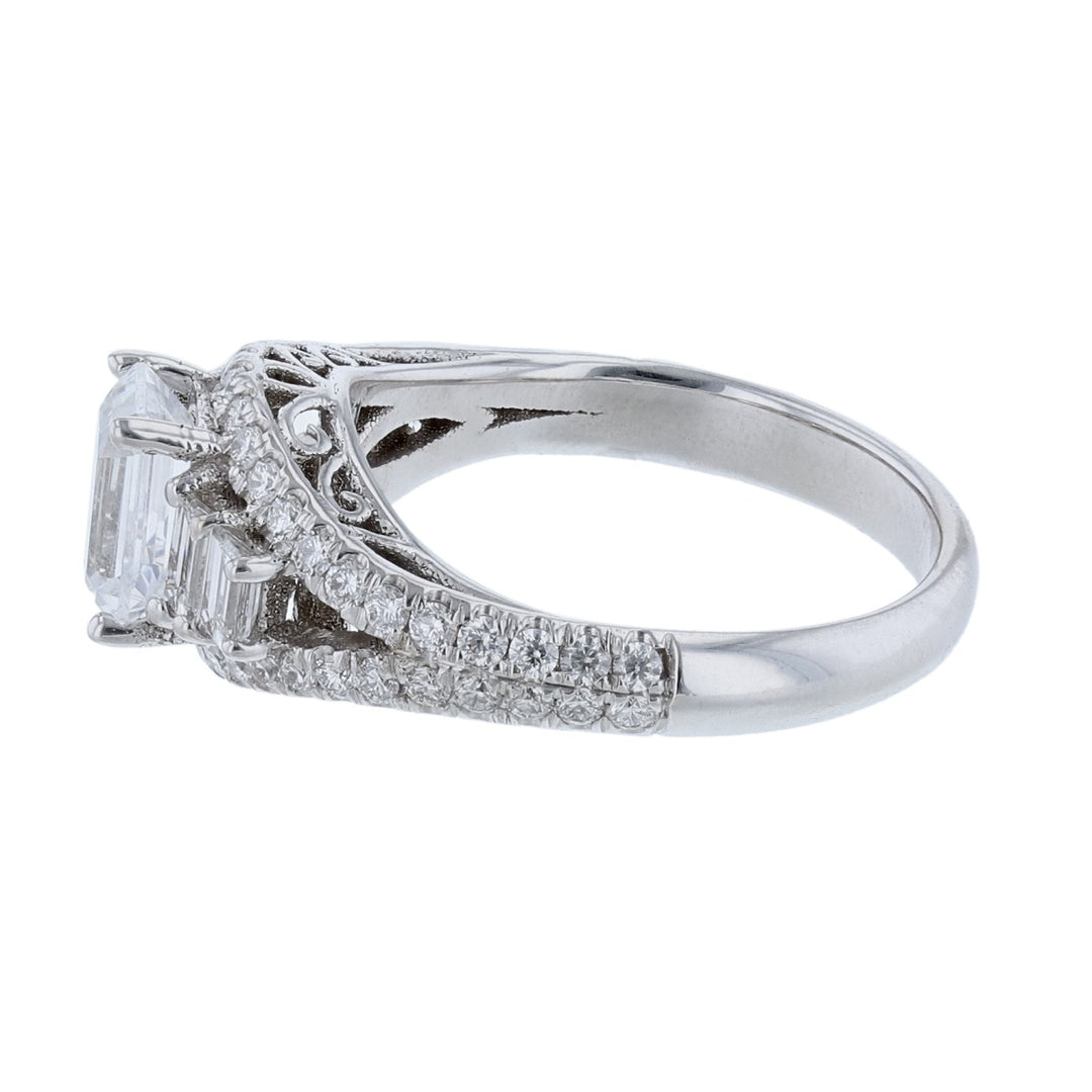 18K White Gold Four Baguette Diamond Ring