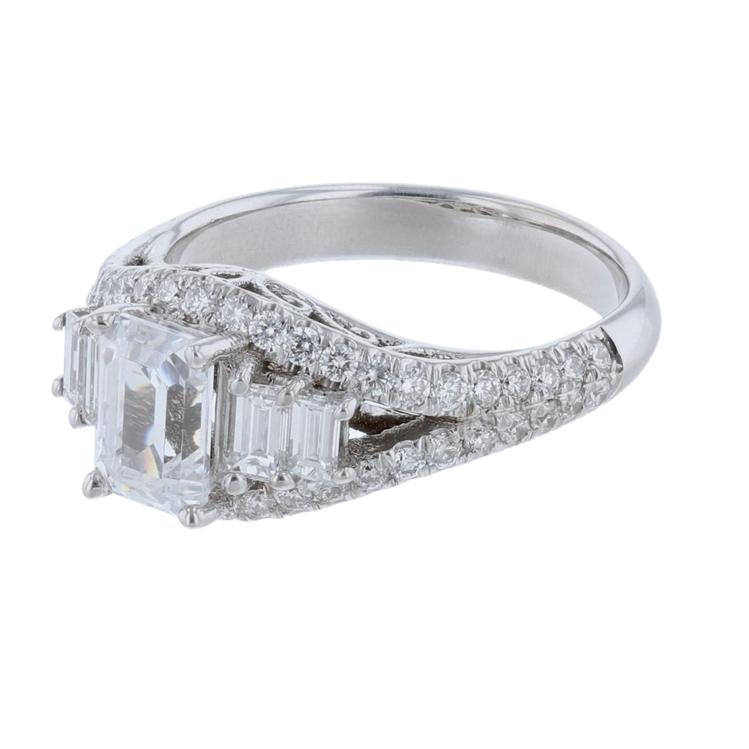 18K White Gold Four Baguette Diamond Ring