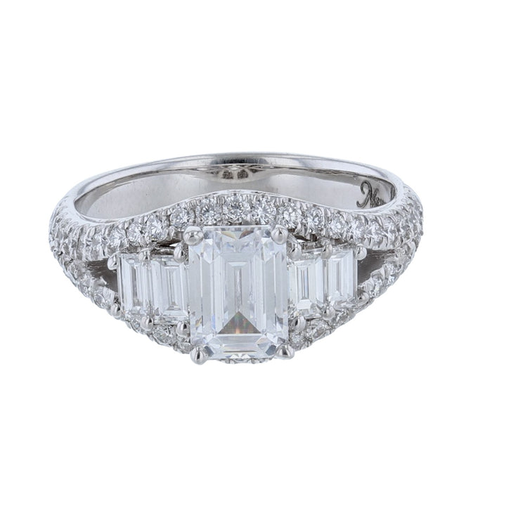 18K White Gold Four Baguette Diamond Ring