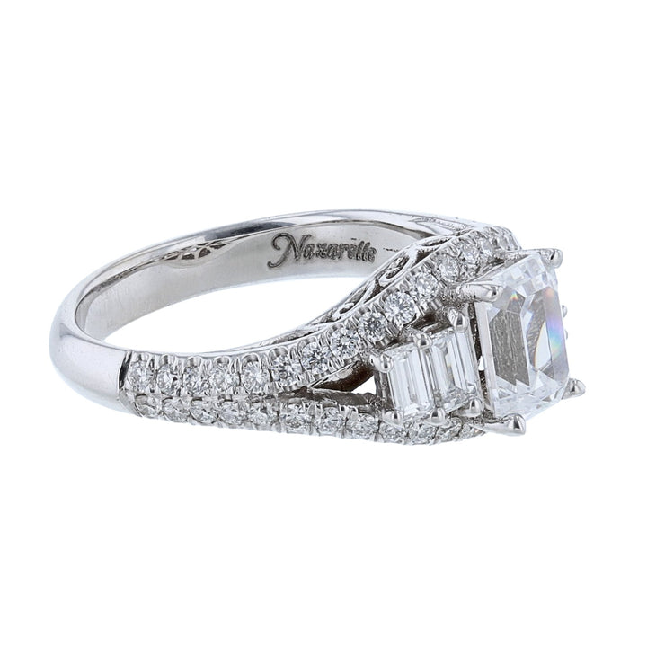 18K White Gold Four Baguette Diamond Ring