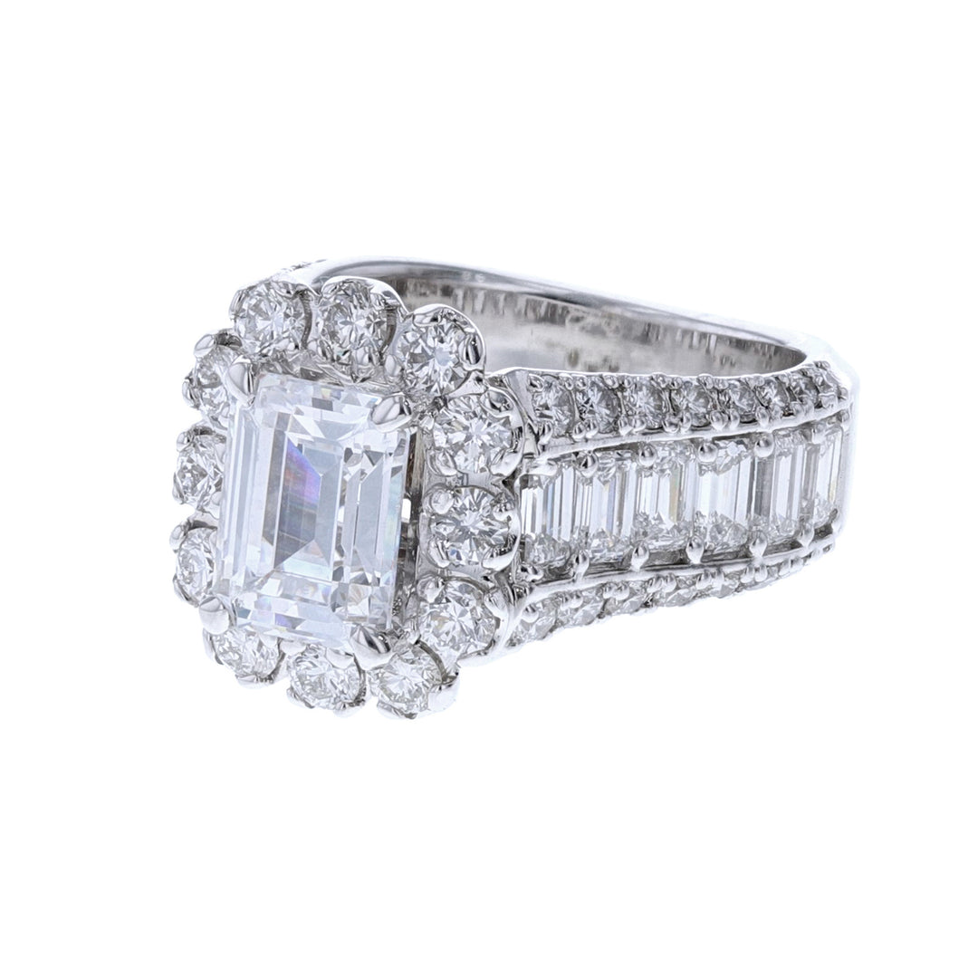 Round Emerald Cut Diamond Ring