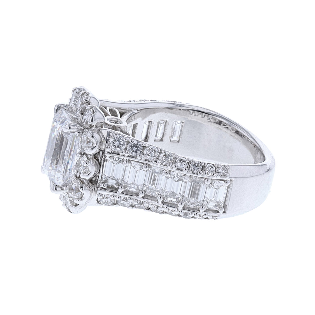 Round Emerald Cut Diamond Ring