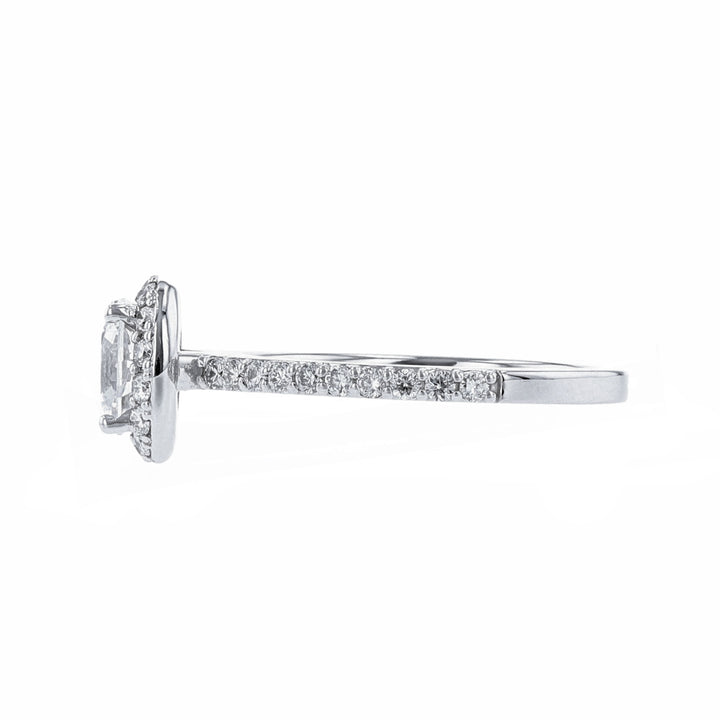 Round Halo Accented Slim Diamond Ring