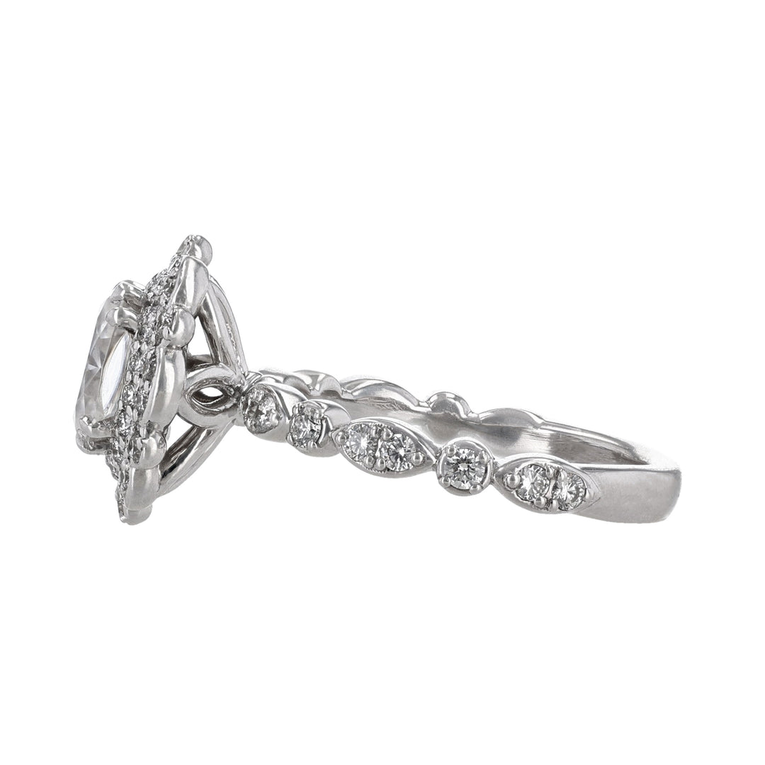 Double Halo Alternating Bezel Diamond Ring