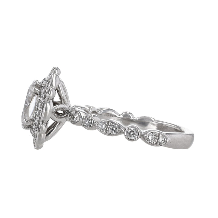 Double Halo Alternating Bezel Diamond Ring