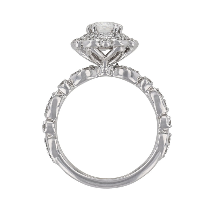 Double Halo Alternating Bezel Diamond Ring