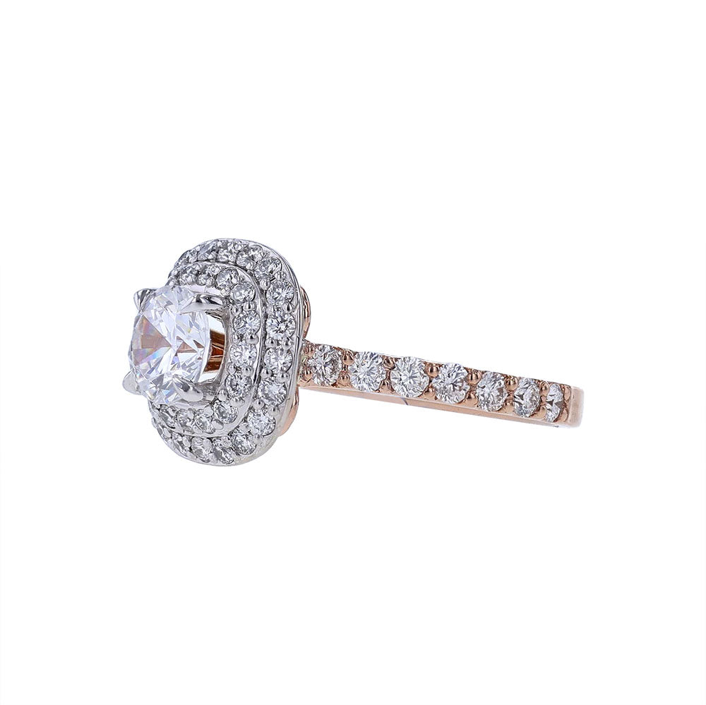 14K Rose Gold Double Halo Engagement Ring