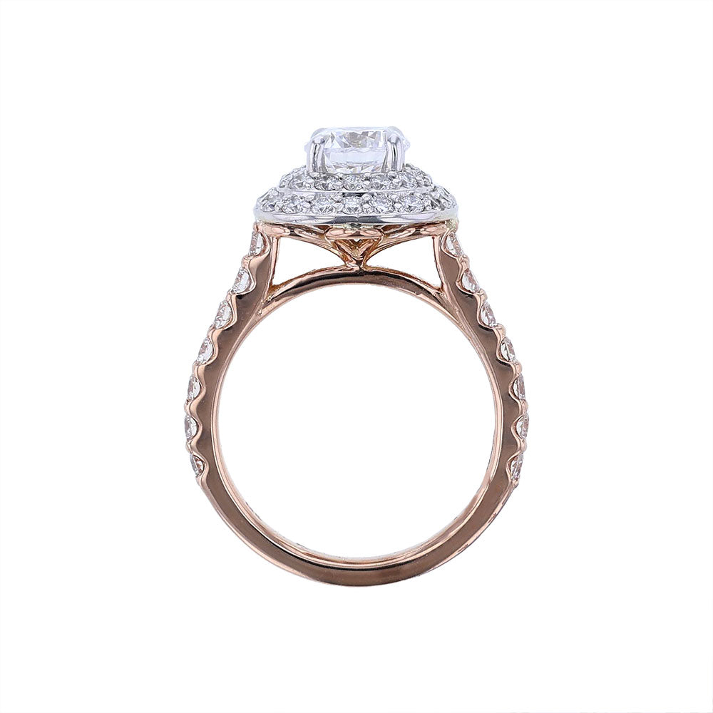 14K Rose Gold Double Halo Engagement Ring