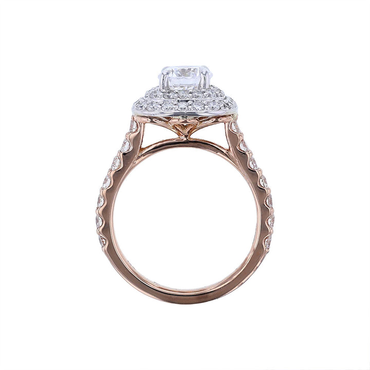14K Rose Gold Double Halo Engagement Ring