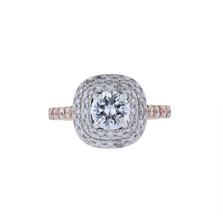 14K Rose Gold Double Halo Engagement Ring