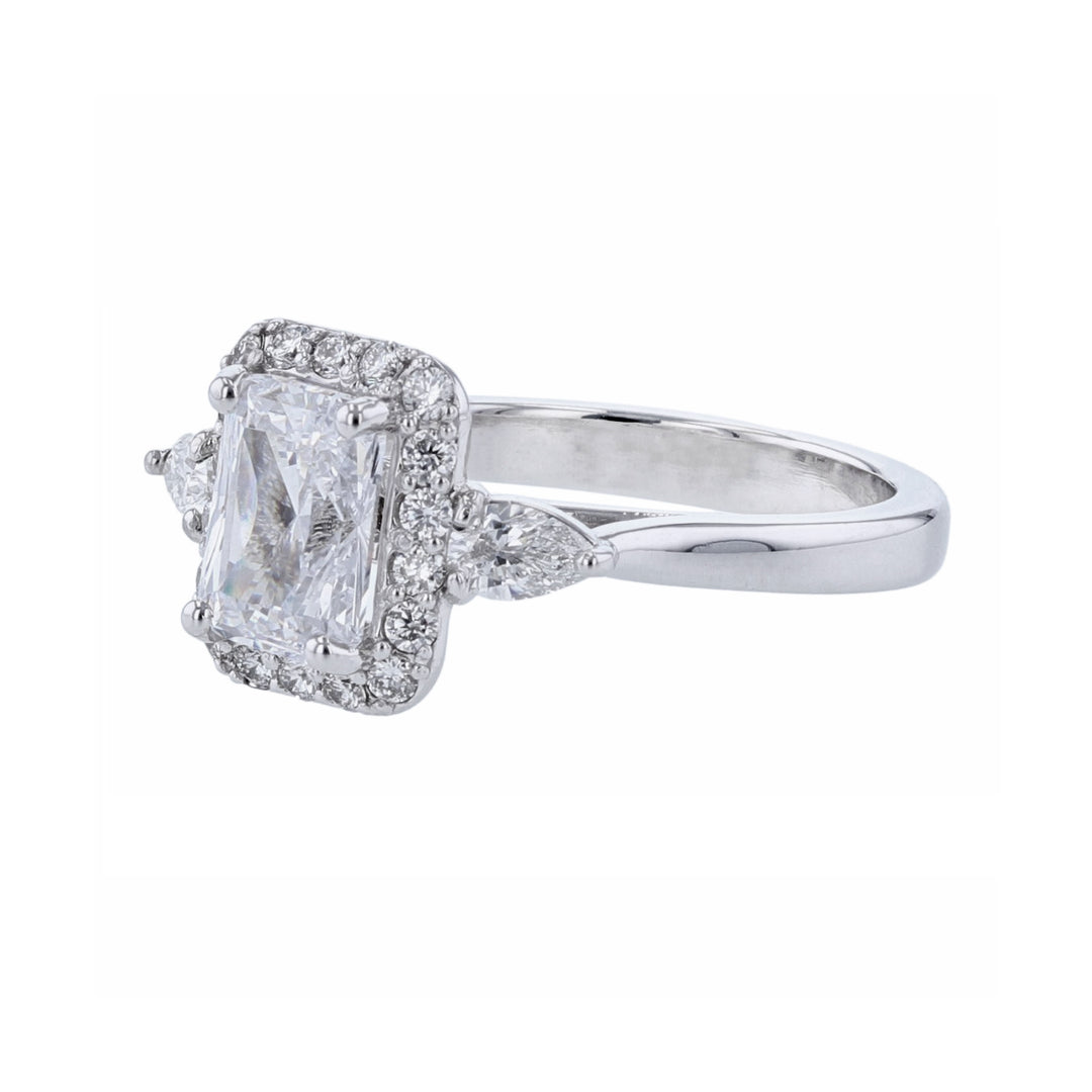 Emerald Shape Halo Pear Diamond Accent Ring