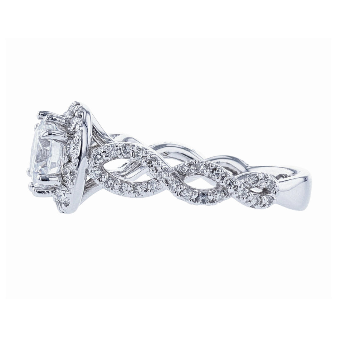 Cushion Halo Braided Twist Diamond Ring