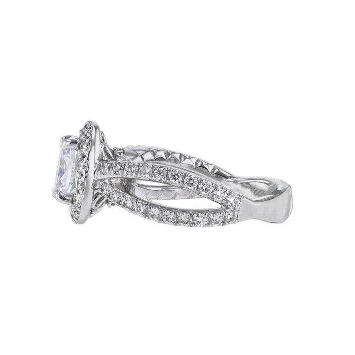 Oval Halo Split Shank Diamond Ring, 0.95ct.
