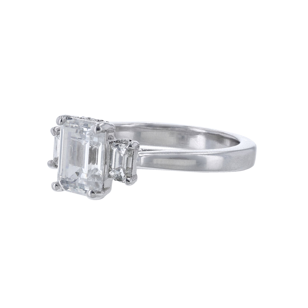Three-Stone Emerald Cut Diamond Setting