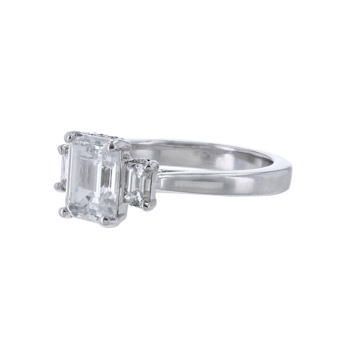 Three-Stone Emerald Cut Diamond Setting