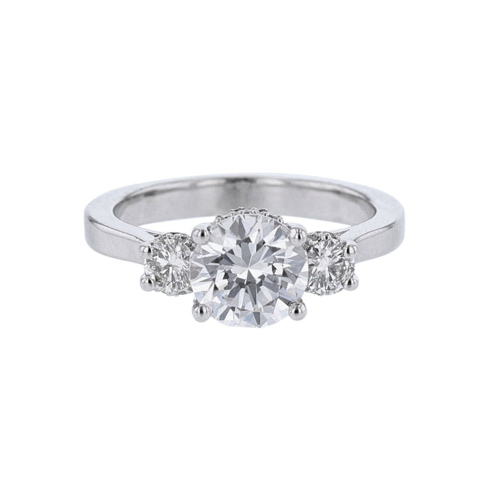 14K White Gold Three-Stone Diamond Setting