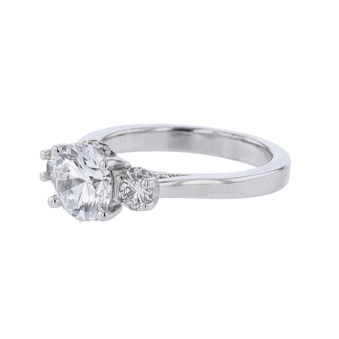 14K White Gold Three-Stone Diamond Setting