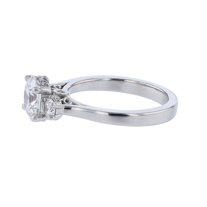14K White Gold Three-Stone Diamond Setting