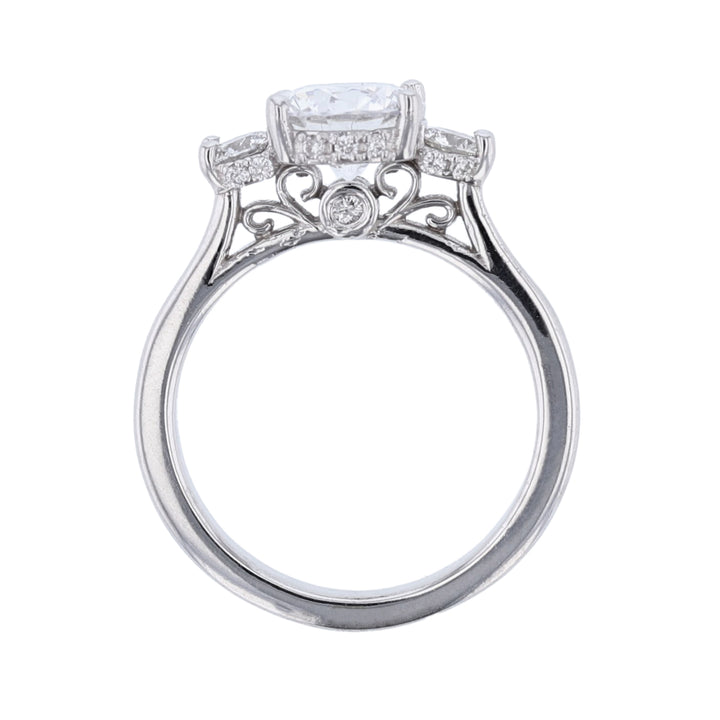 14K White Gold Three-Stone Diamond Setting
