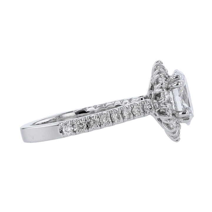 14K White Gold Oval Halo Diamond Ring, 0.98ct.