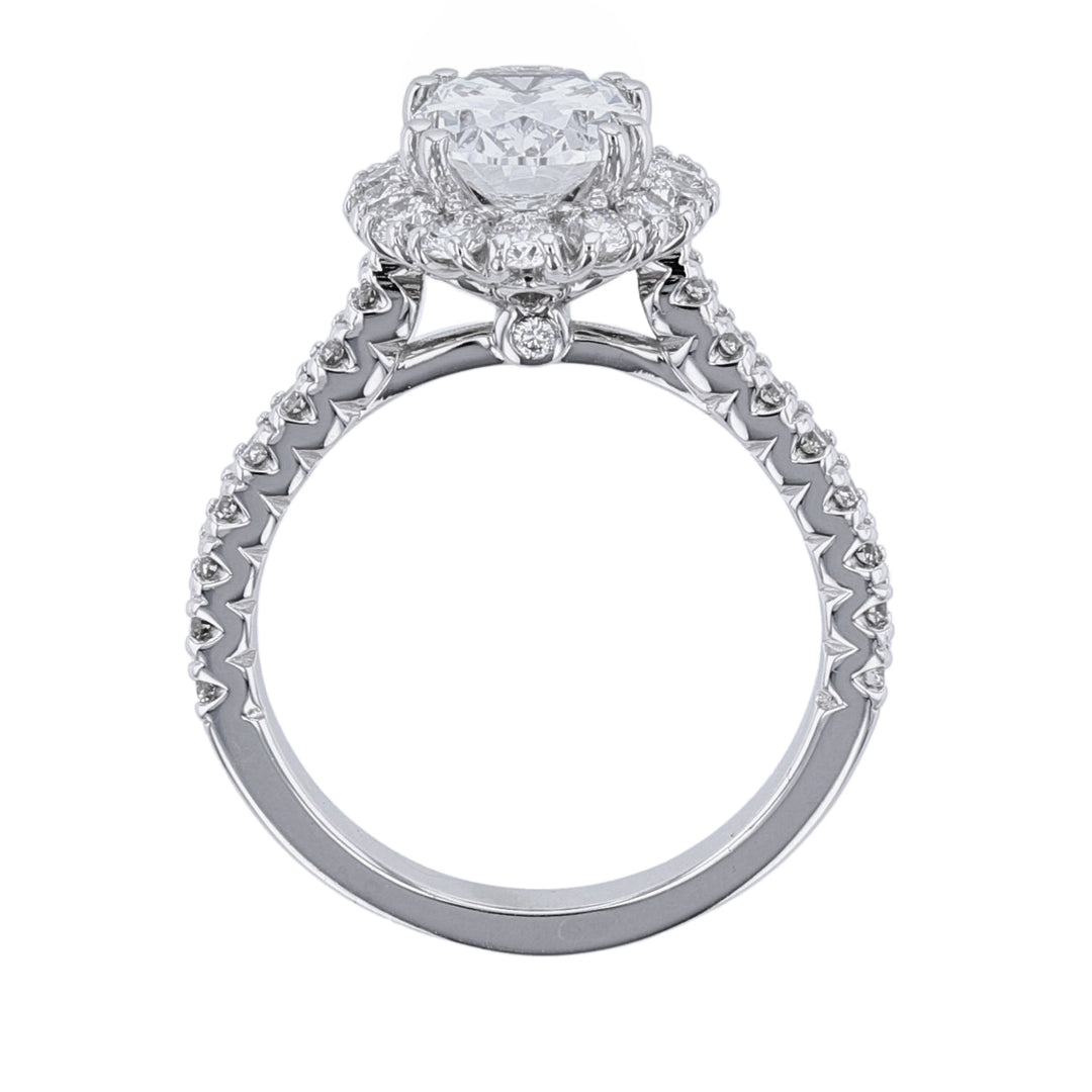 14K White Gold Oval Halo Diamond Ring, 0.98ct.