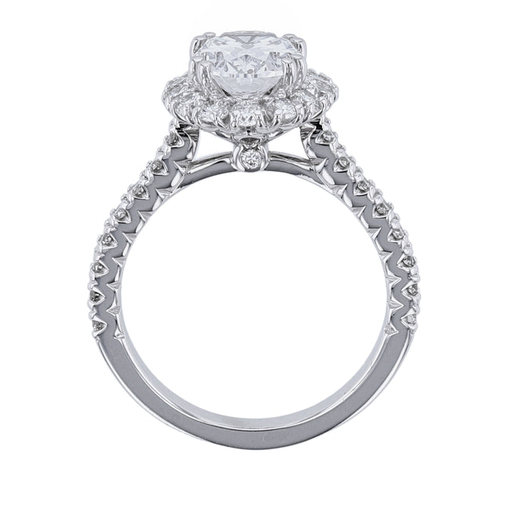 14K White Gold Oval Halo Diamond Ring, 0.98ct.