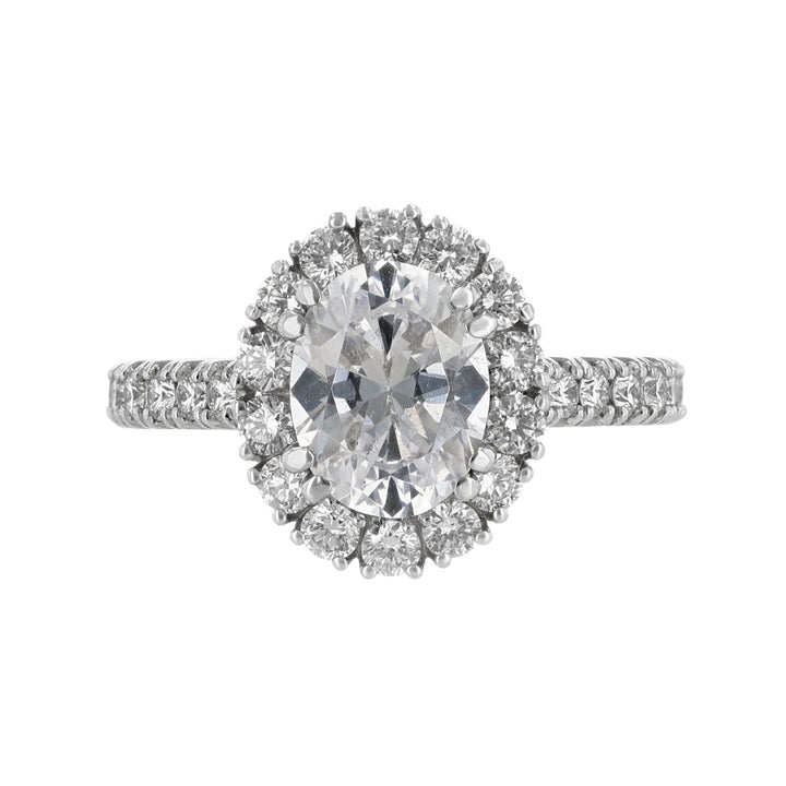 14K White Gold Oval Halo Diamond Ring, 1.43ct.