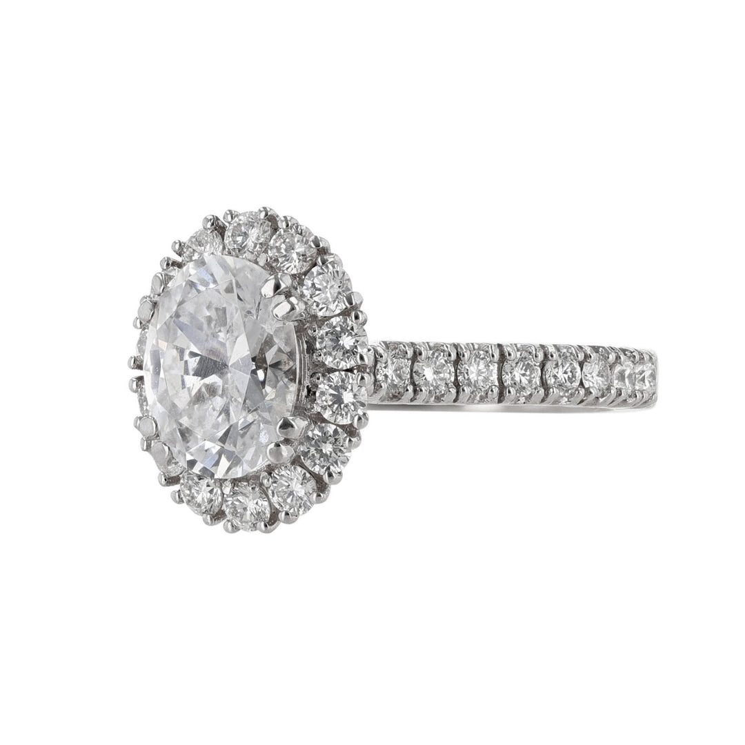 14K White Gold Oval Halo Diamond Ring, 1.43ct.