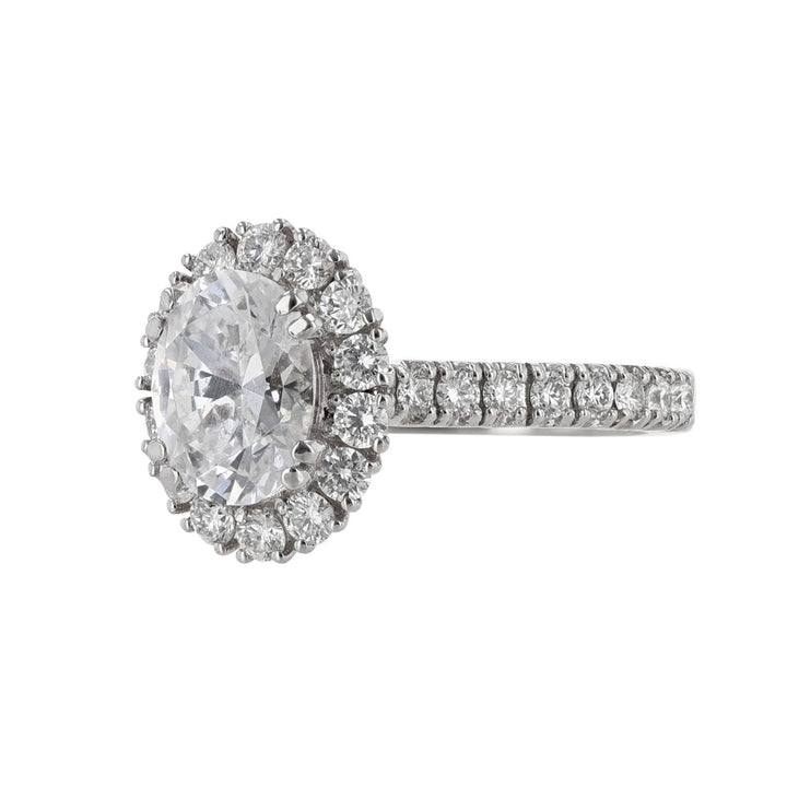 14K White Gold Oval Halo Diamond Ring, 1.43ct.