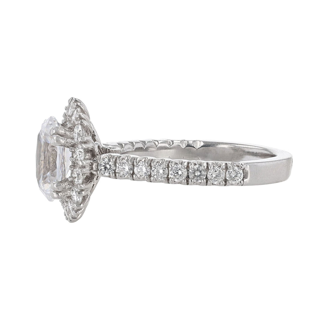 14K White Gold Oval Halo Diamond Ring, 1.43ct.