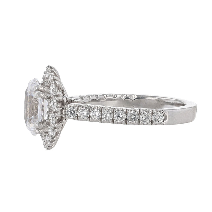 14K White Gold Oval Halo Diamond Ring, 1.43ct.