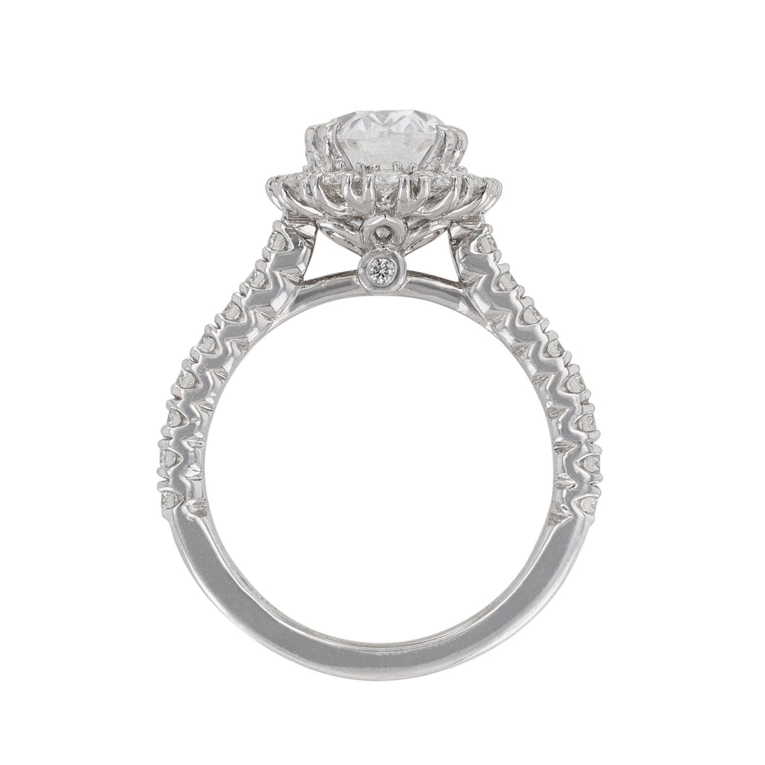 14K White Gold Oval Halo Diamond Ring, 1.43ct.