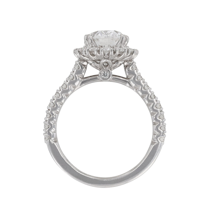 14K White Gold Oval Halo Diamond Ring, 1.43ct.