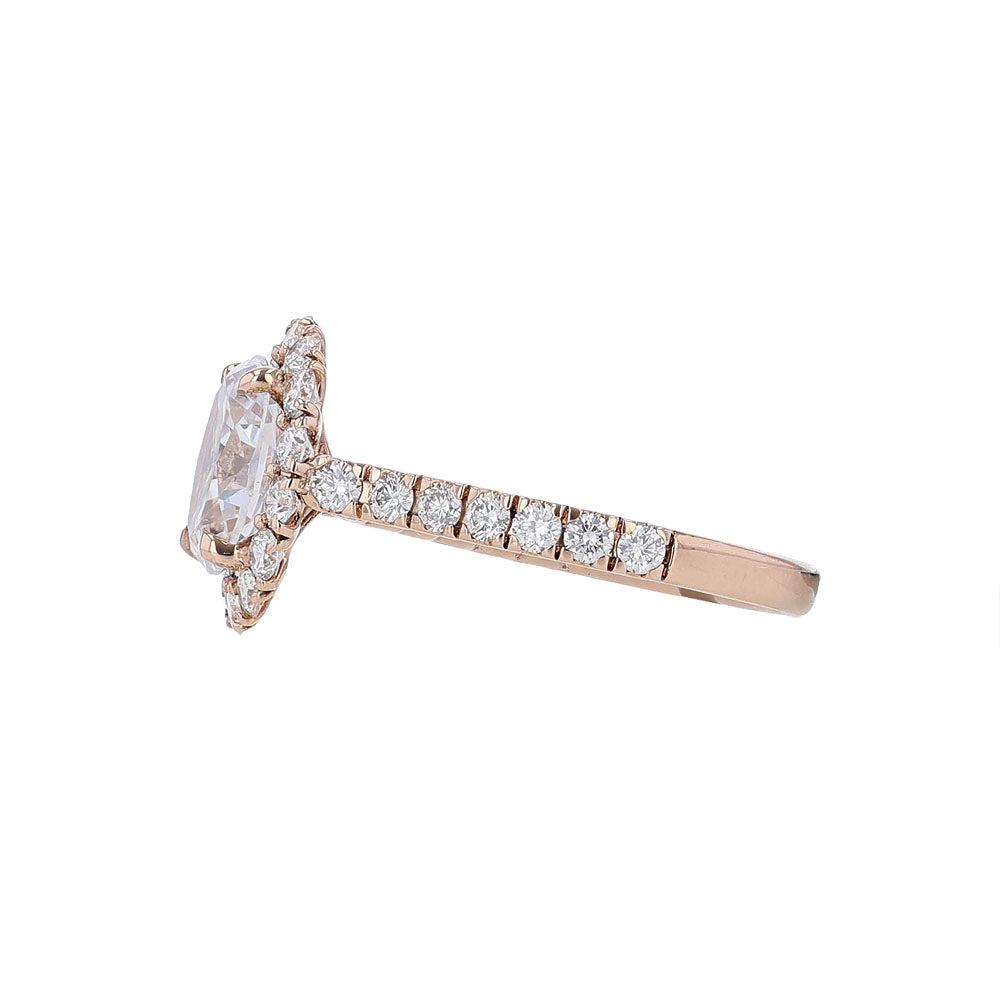 14K Rose Gold Oval Diamond Engagement Ring