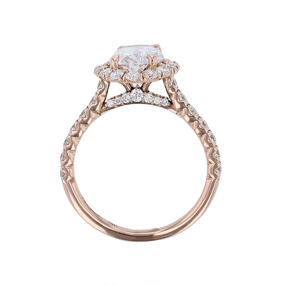14K Rose Gold Oval Diamond Engagement Ring