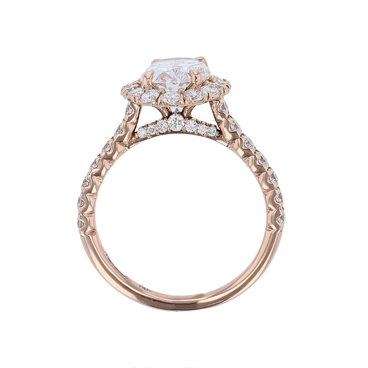 14K Rose Gold Oval Diamond Engagement Ring