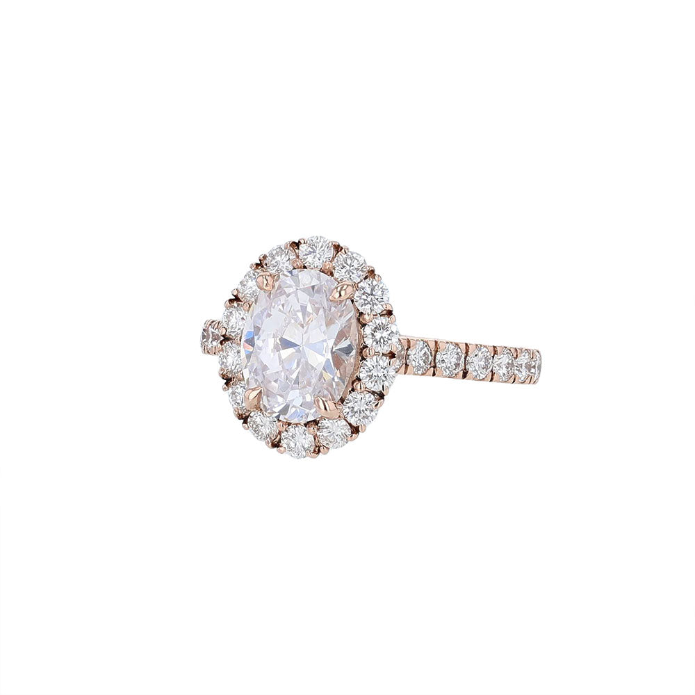 14K Rose Gold Oval Diamond Engagement Ring