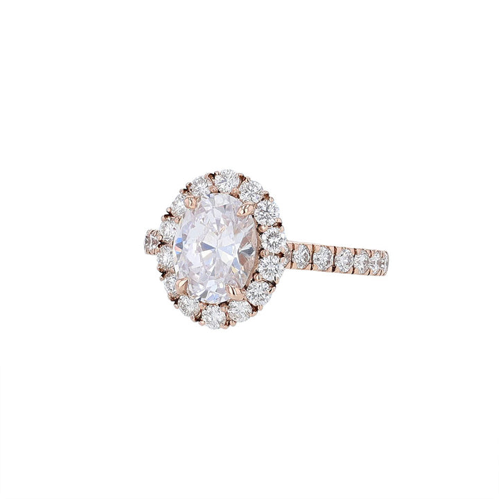 14K Rose Gold Oval Diamond Engagement Ring