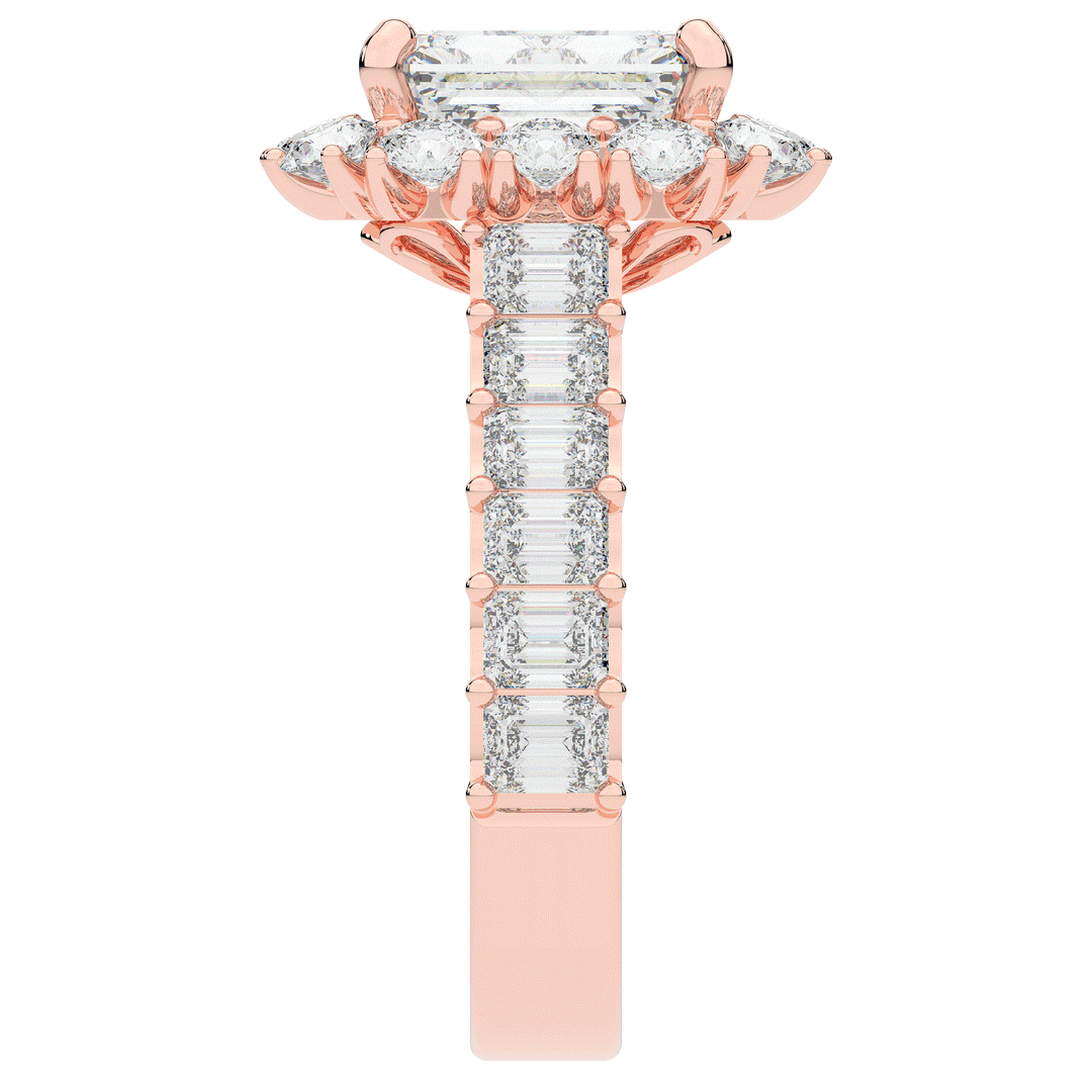 6.00CT.TW EMERALD CUT LAB DIAMOND HALO ENGAGEMENT RING - Nazarelle